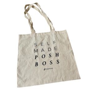 POSHMARK tote bag shopping shoppers bag reuseable cotton SELF MADE POSH BOSS New